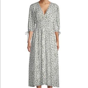 Maxi dress green floral shirred waist